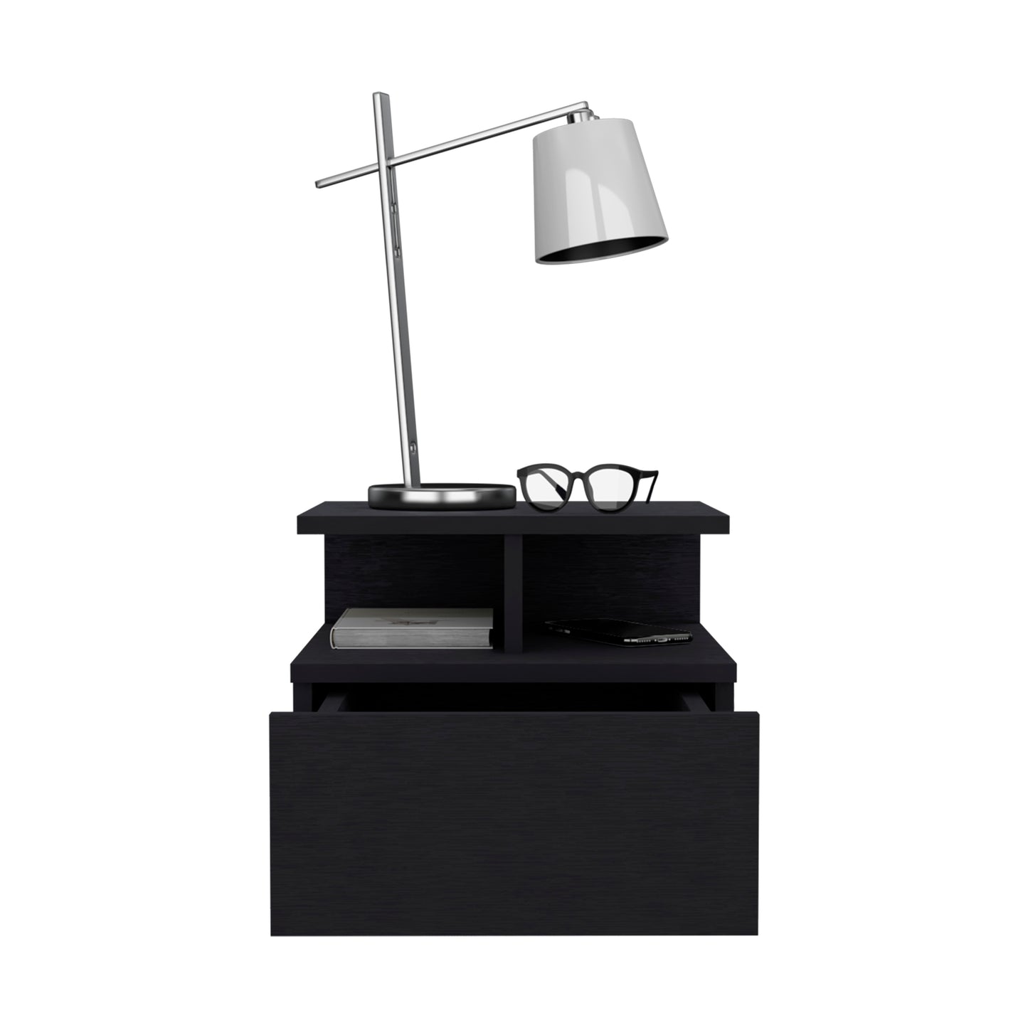 Adele Floating Nightstand, With One Drawer And Two Small Below Shelves For Storage or Decor