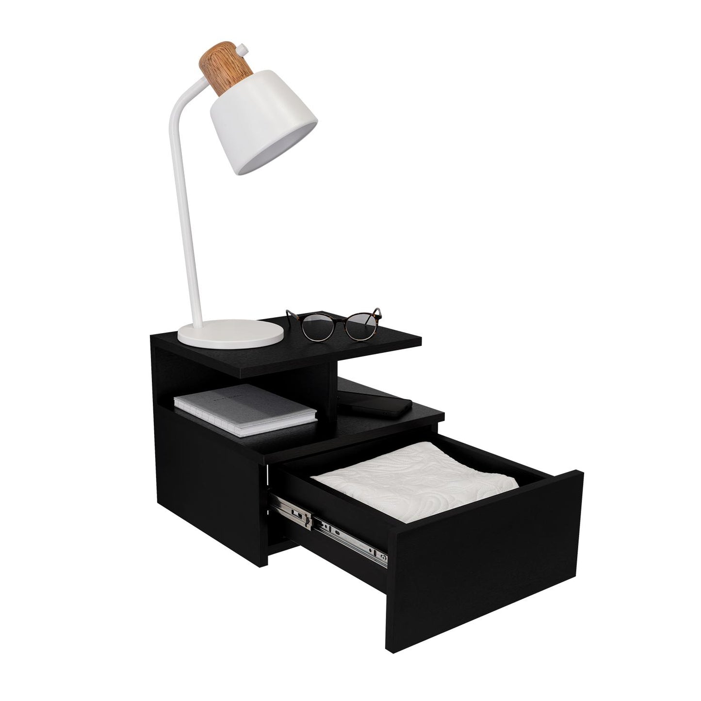 Adele Floating Nightstand, With One Drawer And Two Small Below Shelves For Storage or Decor