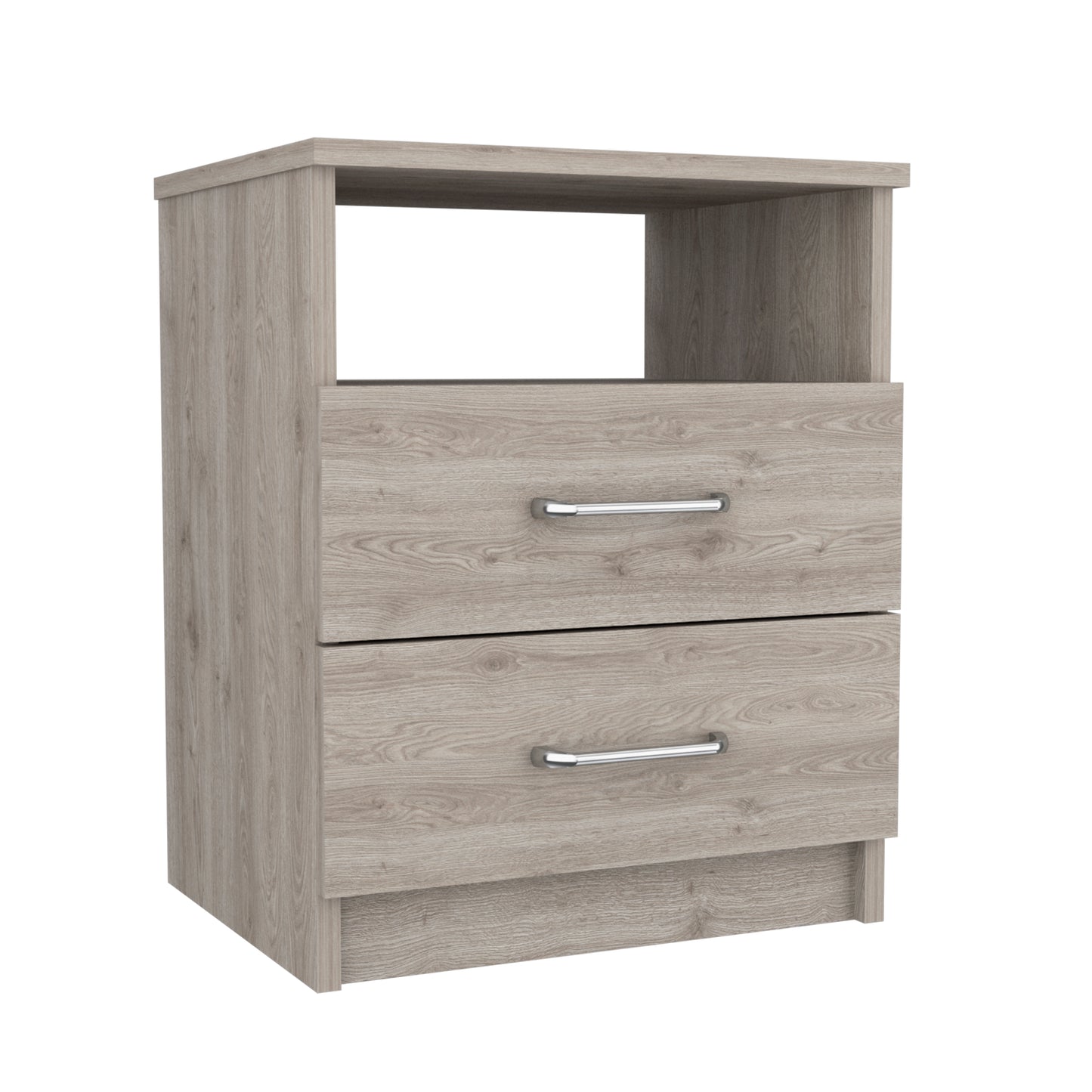 Napoles Nightstand, Modern Bedside Storage With Superior Top Shelf, Two Drawers, One Open Shelf