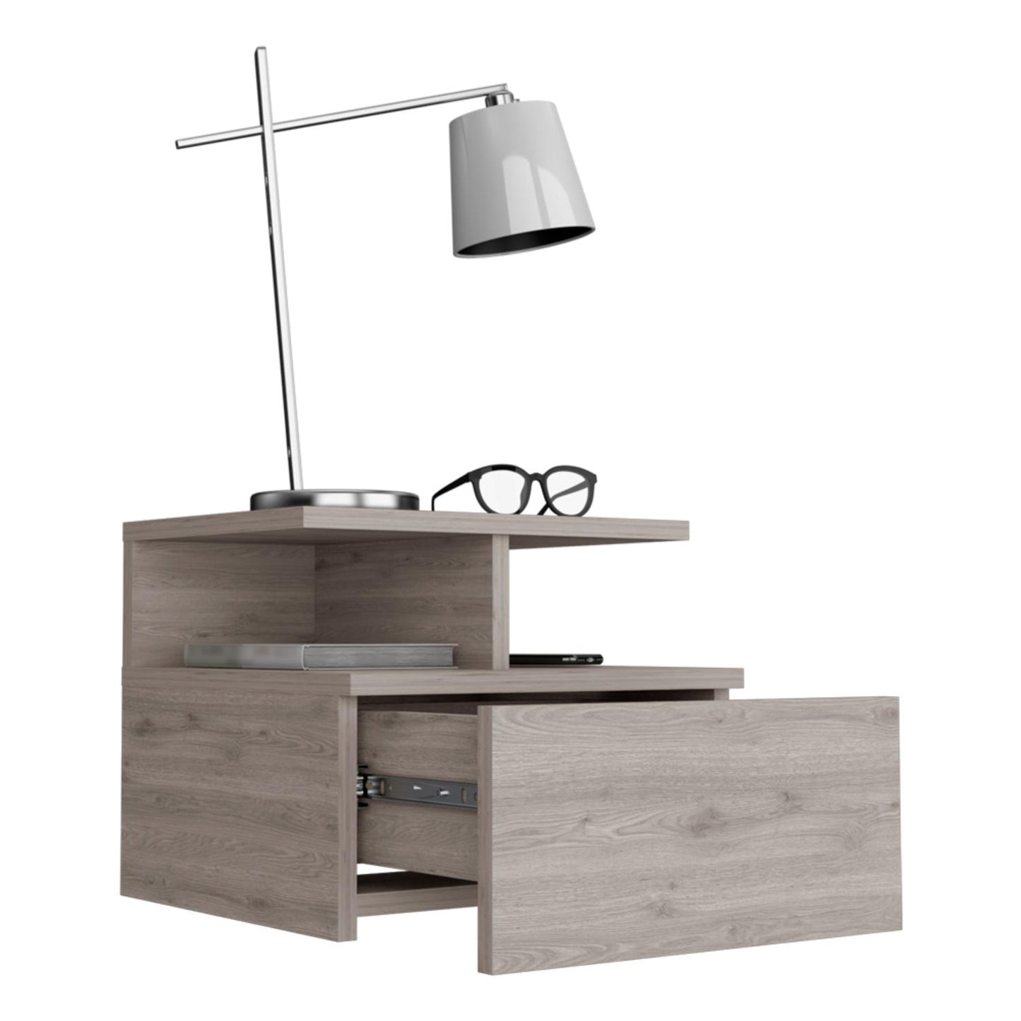 Adele Floating Nightstand, With One Drawer And Two Small Below Shelves For Storage or Decor