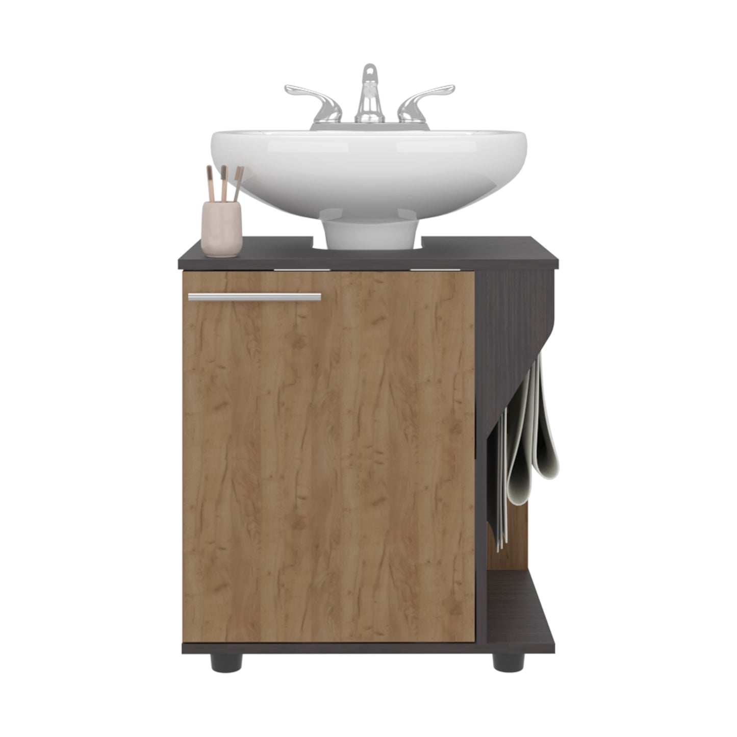 Phillips Under Sink Cabinet, Double Door Storage with Open Back for Pipes, Wide Unit, Freestanding Cabinet