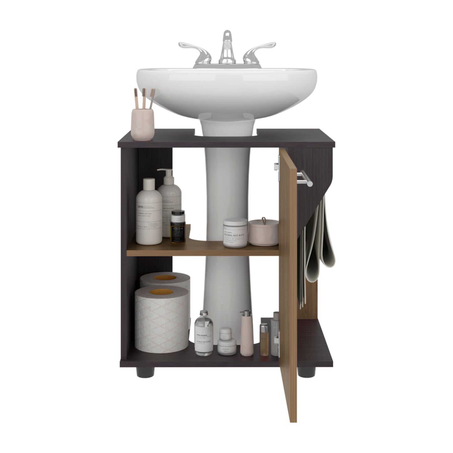 Phillips Under Sink Cabinet, Double Door Storage with Open Back for Pipes, Wide Unit, Freestanding Cabinet