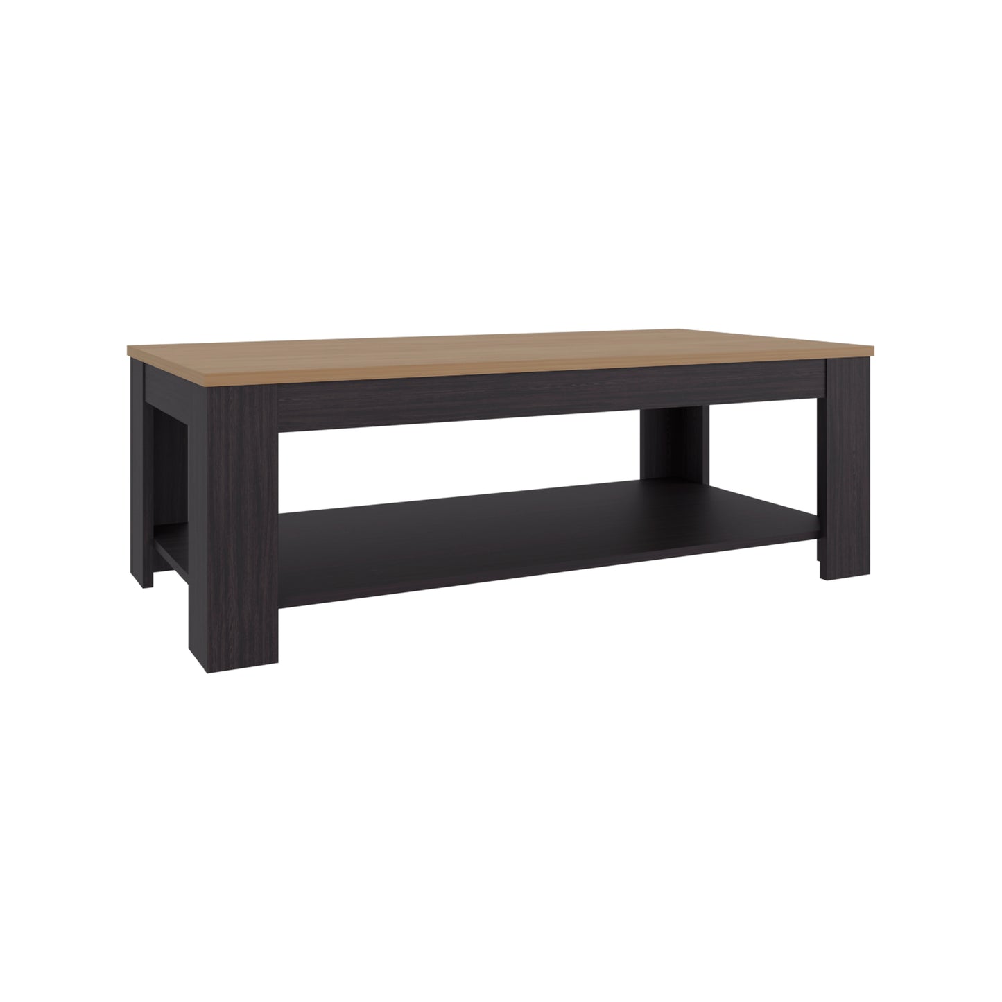 Cecil Coffee Table with Open Storage Shelf for Decor, Modern Design for Living Room or Lounge Area