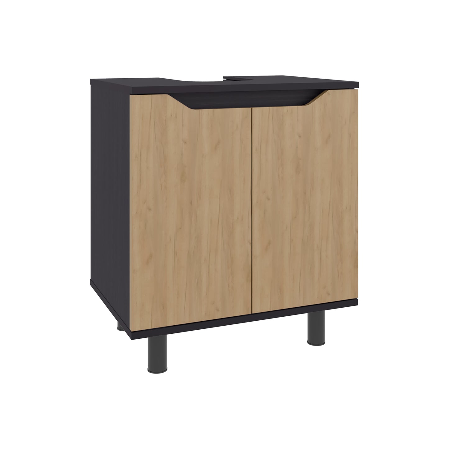 Marlo Under Sink Cabinet with Two Doors and Interior Storage Shelves, Cut-Out Back, 22” Wide Freestanding, Modern Bathroom Storage