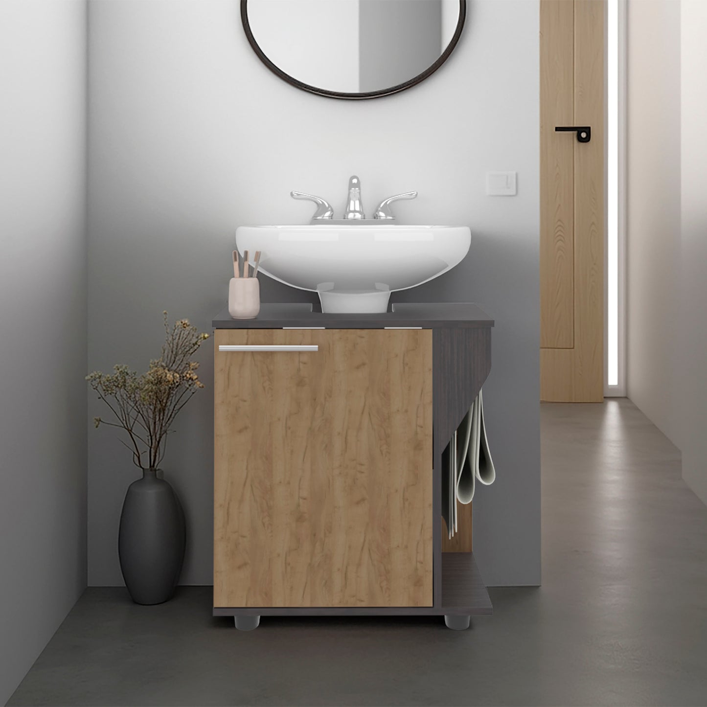 Phillips Under Sink Cabinet, Double Door Storage with Open Back for Pipes, Wide Unit, Freestanding Cabinet