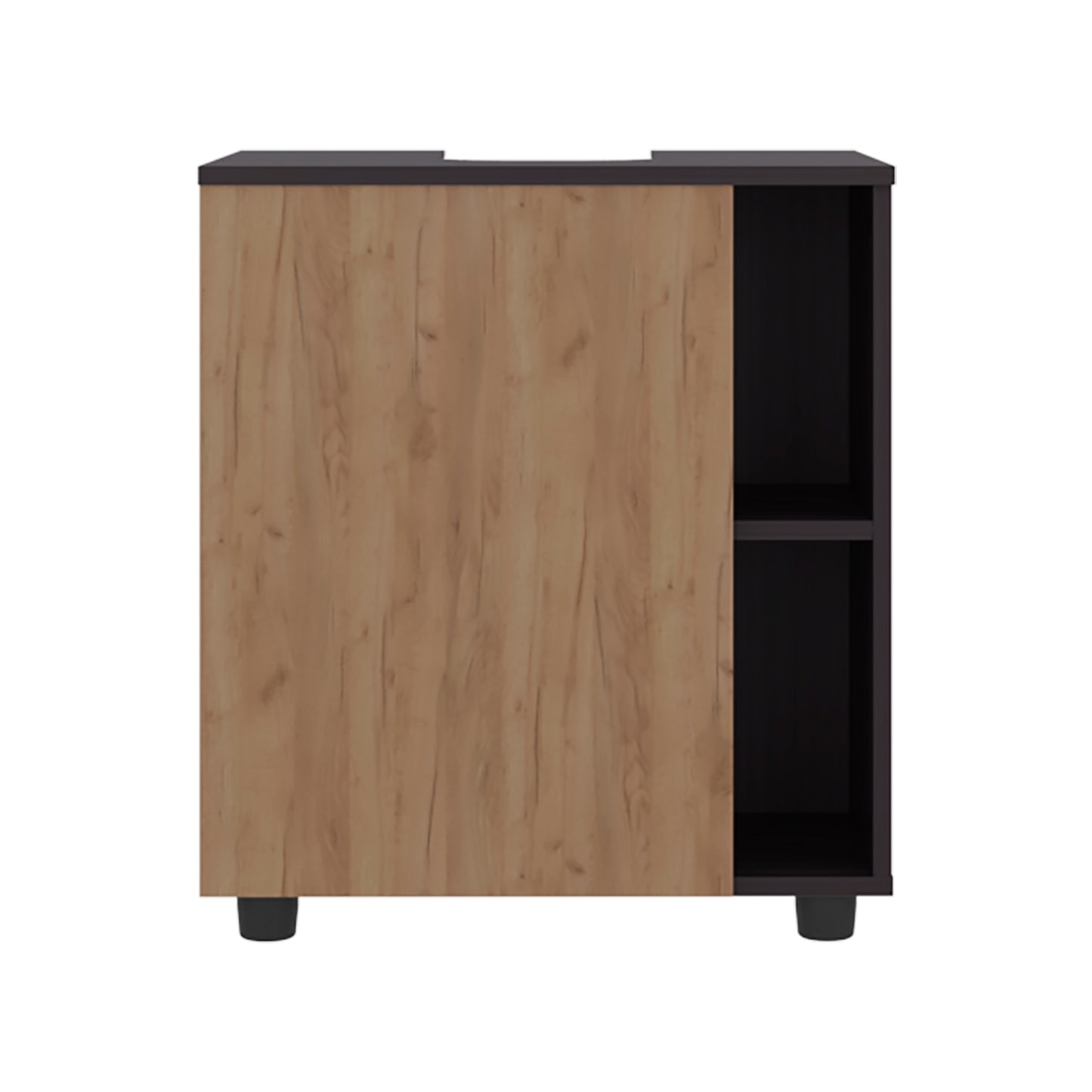 Pascuale Two Side Shelves Under Sink Cabinet with One Doors, Cut-Out Back, Compact 22” Freestanging Bathroom Storage