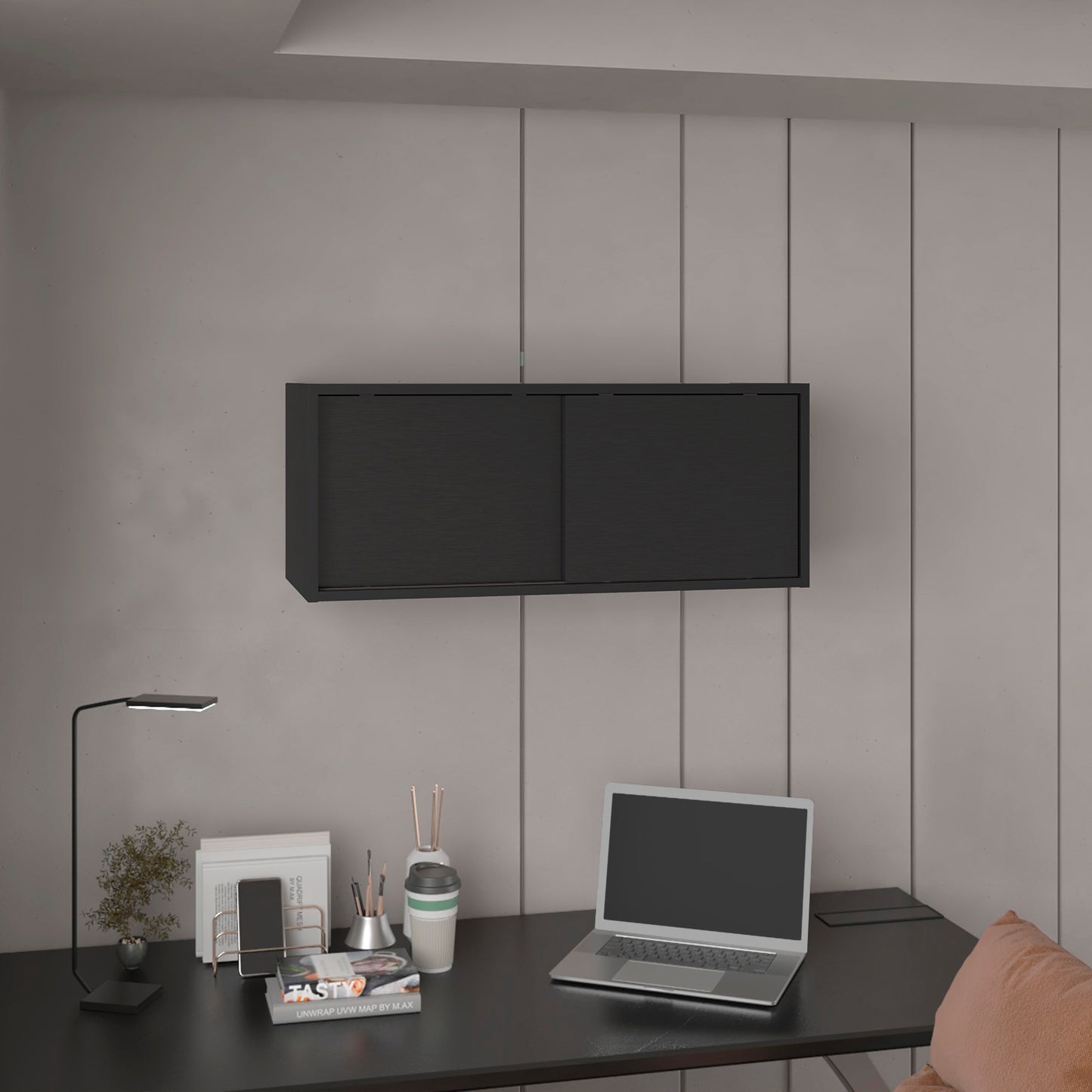 Note Wall Cabinet with Sliding Doors , Wall Shelf, Storage Cabinet, Bedroom, Office, Living Room, Garage 32"W x 13" H