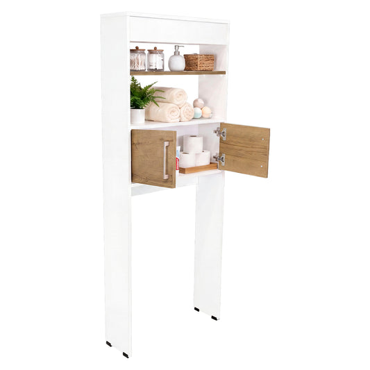 Over-the Toilet Compact Bathroom Cabinet with 2 Open Display Shelves and 2-Door Cabinet