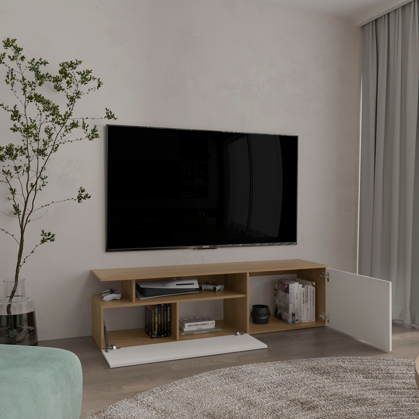 Floating Tv Stand Selma 63" Wide, TV Rack for Living Room