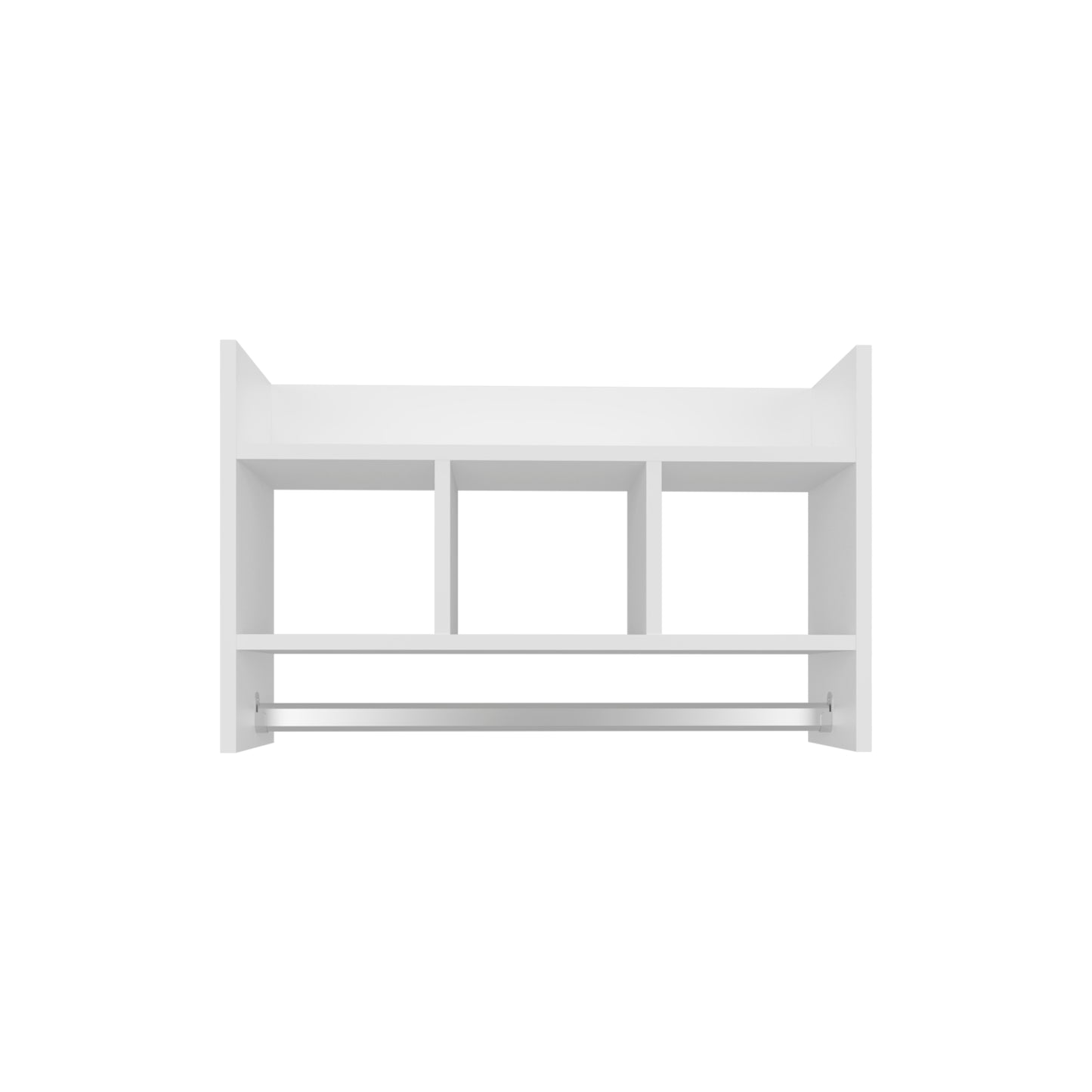 Starke Bathroom Wall Shelf with Towel Bar, Compact Storage With A Wide Upper Shelf, Three Comapct Middle Shelves and Towel Holder for Bathroom Organizer