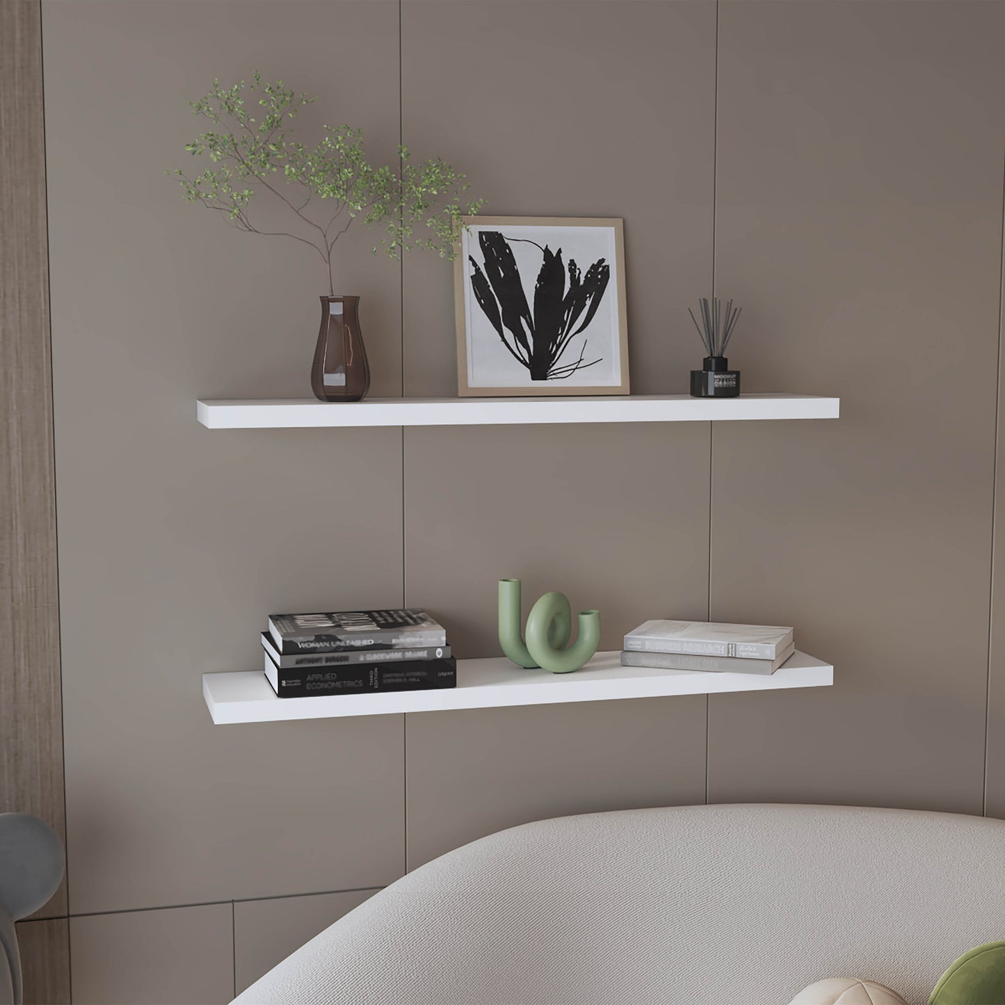 Ecco 47" Wide Floating Shelves Set Of 2, Shelves For Wall Decor For Bedroom, Bathroom Storage Shelves, Book Shelves For Living Room