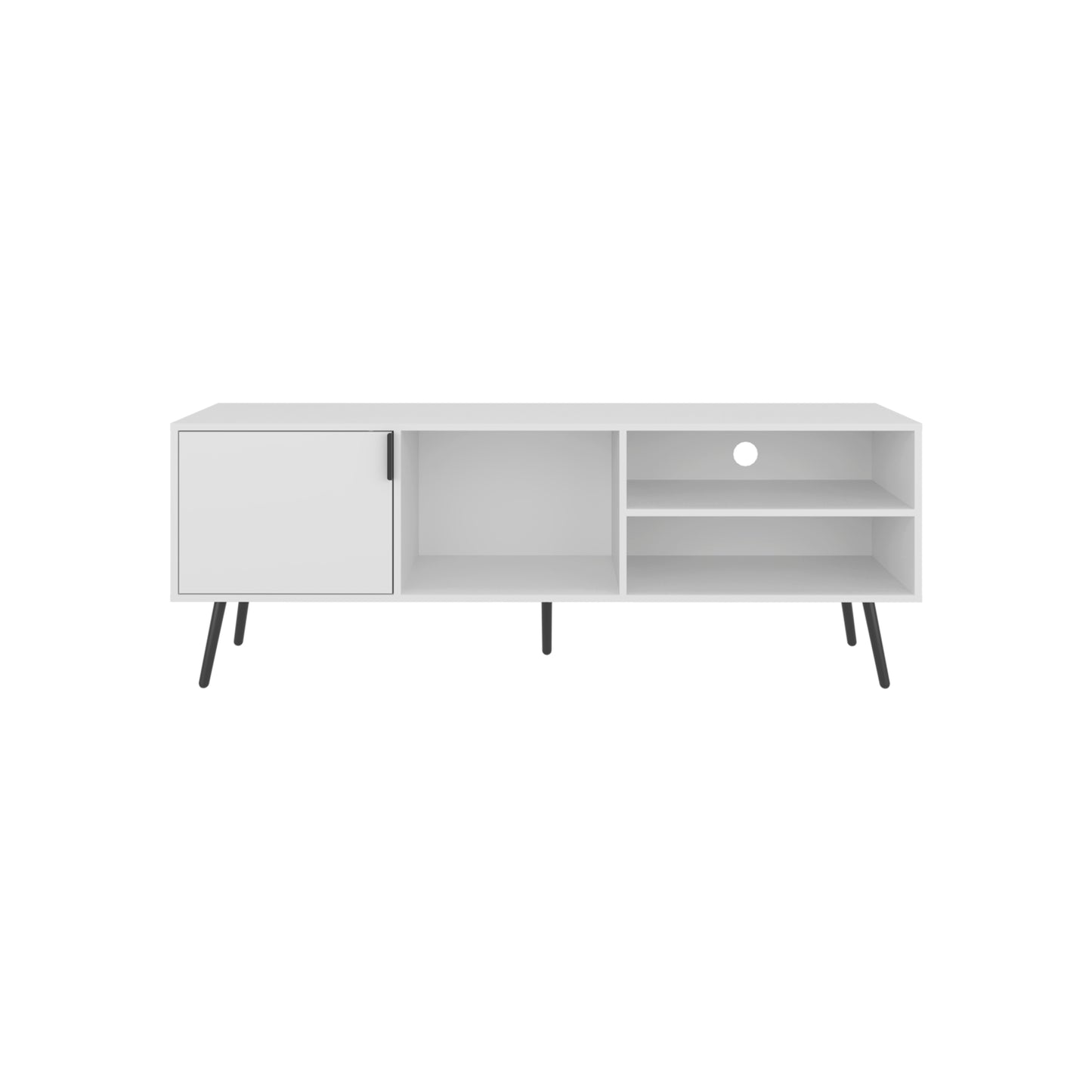 Vulcan 63" Wide Tv Stand with One Cabinet, Three Open Shelves, Cable Management, Living Room, Tv Room