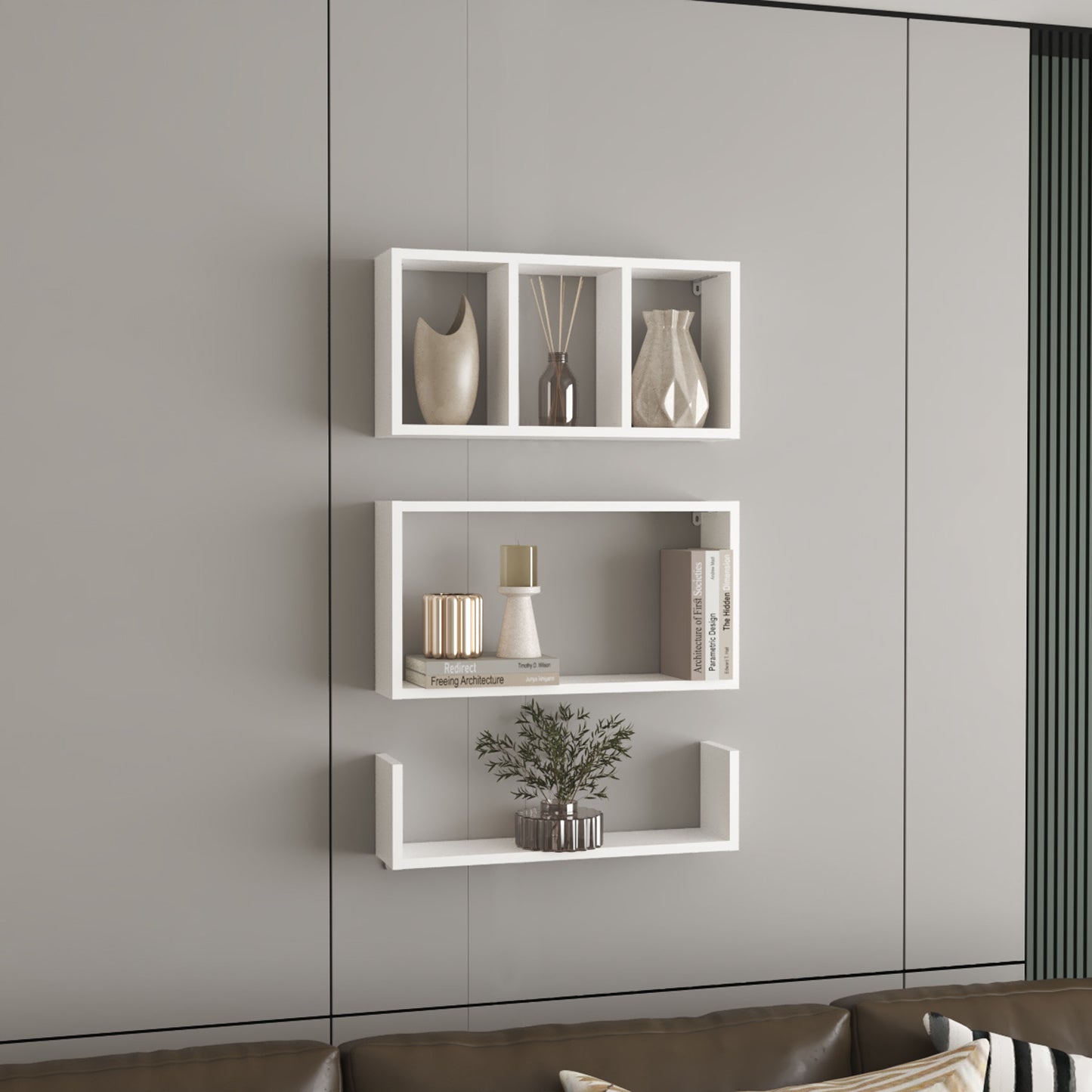Trego Wall Shelves Set of 3, Modern Floating Shelves for Home Storage and Decoration of Living Rooms, Studios, Office or Bedroom