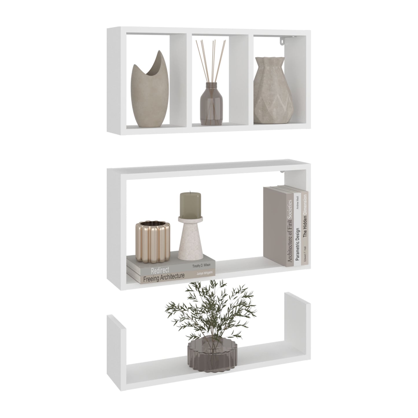 Trego Wall Shelves Set of 3, Modern Floating Shelves for Home Storage and Decoration of Living Rooms, Studios, Office or Bedroom