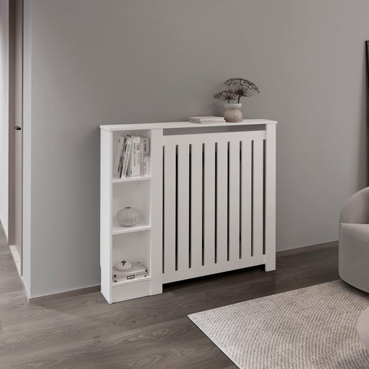 Radiator Cover Cabinet Joseph with Slatted Frame and 3 Shelves, Decorative Heater Cover, Modern Furniture Accent