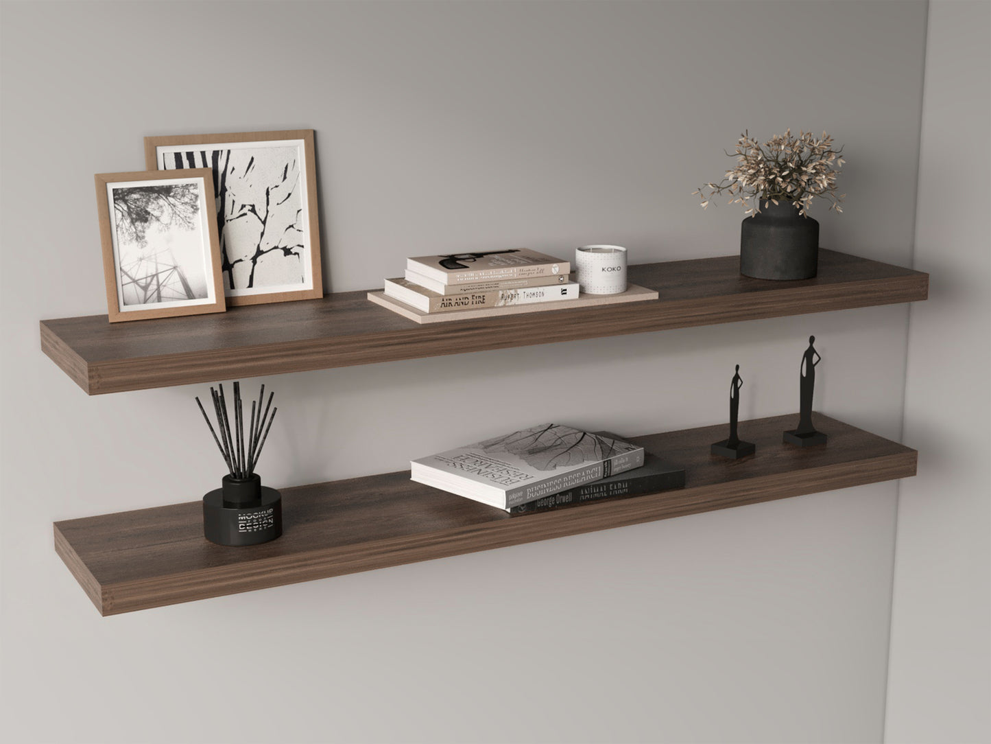 Ecco 47" Wide Floating Shelves Set Of 2, Shelves For Wall Decor For Bedroom, Bathroom Storage Shelves, Book Shelves For Living Room