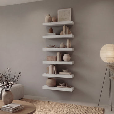 18" x 8" Floating Wall Shelf, Wall-Mounted Display Ledge for - White