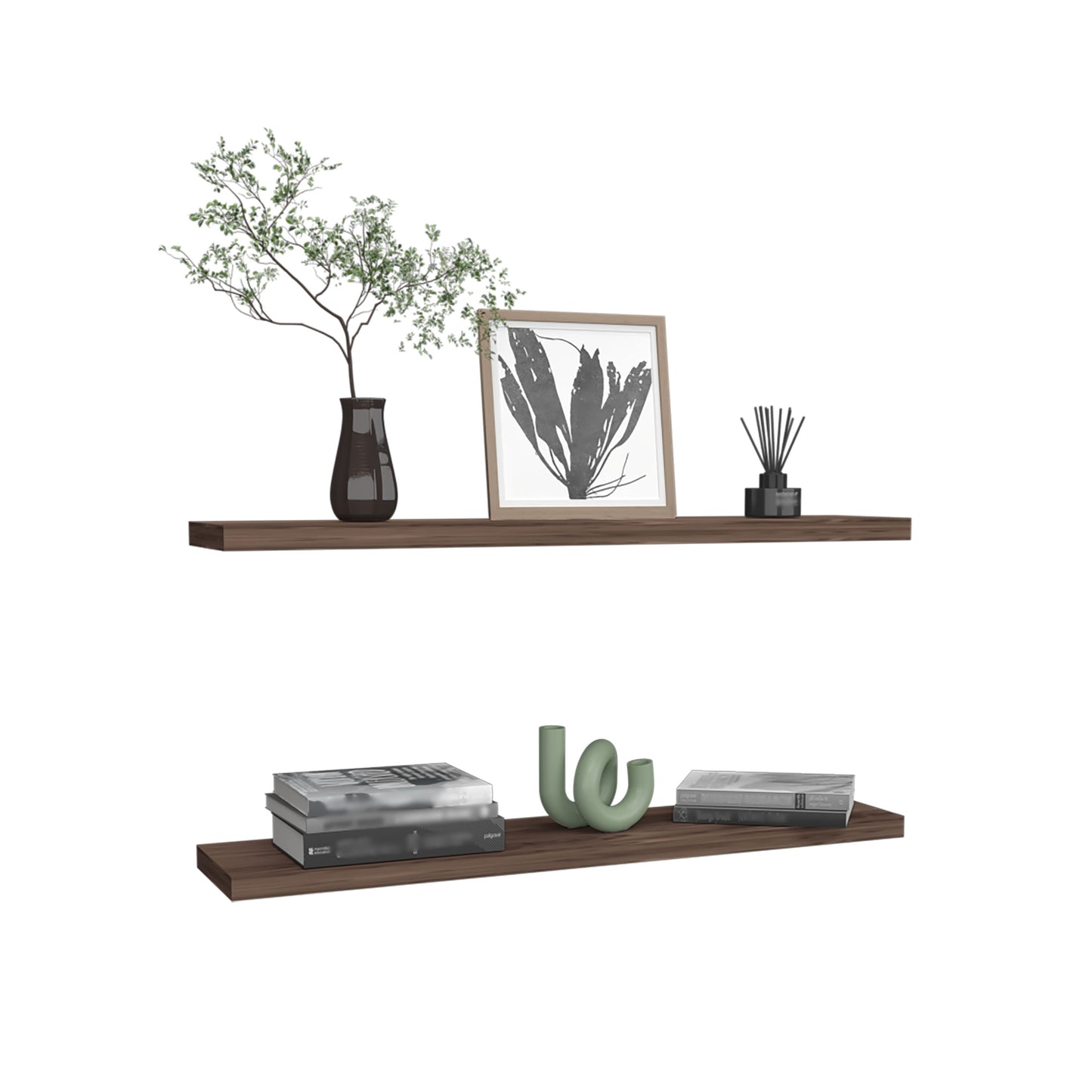 Ecco 47" Wide Floating Shelves Set Of 2, Shelves For Wall Decor For Bedroom, Bathroom Storage Shelves, Book Shelves For Living Room