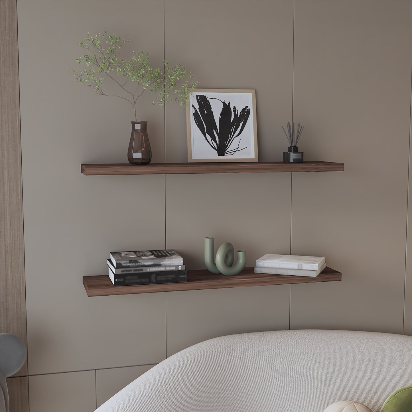 Ecco 47" Wide Floating Shelves Set Of 2, Shelves For Wall Decor For Bedroom, Bathroom Storage Shelves, Book Shelves For Living Room