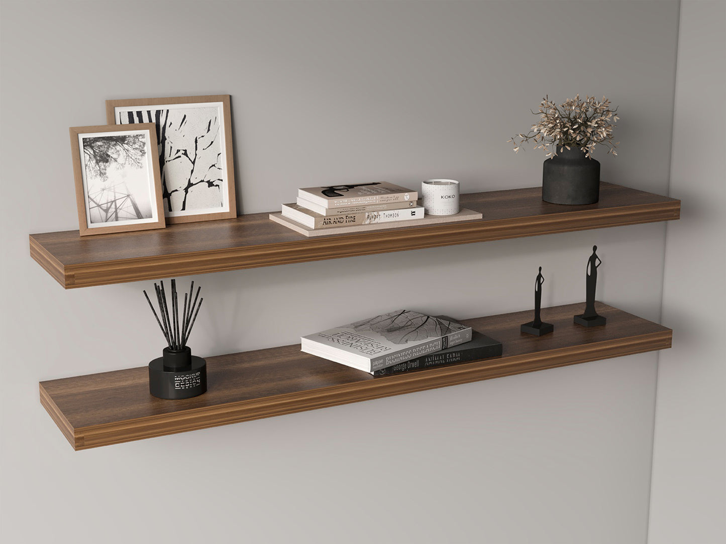 Ecco 47" Wide Floating Shelves Set Of 2, Shelves For Wall Decor For Bedroom, Bathroom Storage Shelves, Book Shelves For Living Room