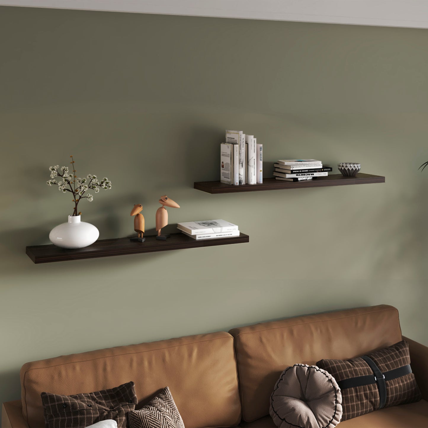 Ecco 47" Wide Floating Shelves Set Of 2, Shelves For Wall Decor For Bedroom, Bathroom Storage Shelves, Book Shelves For Living Room