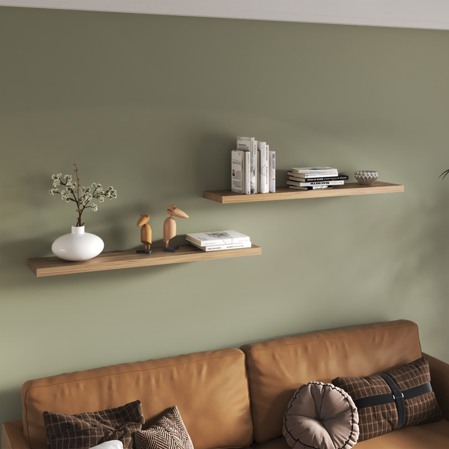 Ecco 47" Wide Floating Shelves Set Of 2, Shelves For Wall Decor For Bedroom, Bathroom Storage Shelves, Book Shelves For Living Room