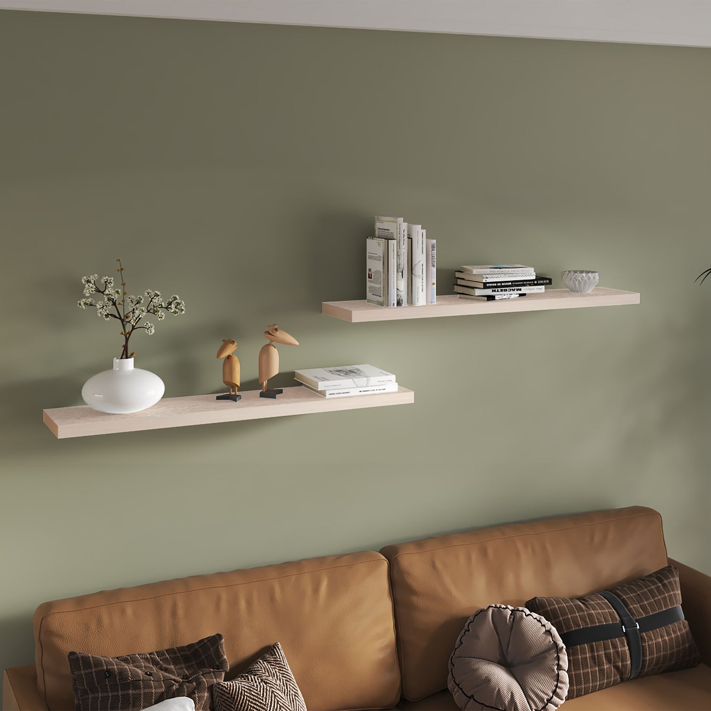 Ecco 47" Wide Floating Shelves Set Of 2, Shelves For Wall Decor For Bedroom, Bathroom Storage Shelves, Book Shelves For Living Room