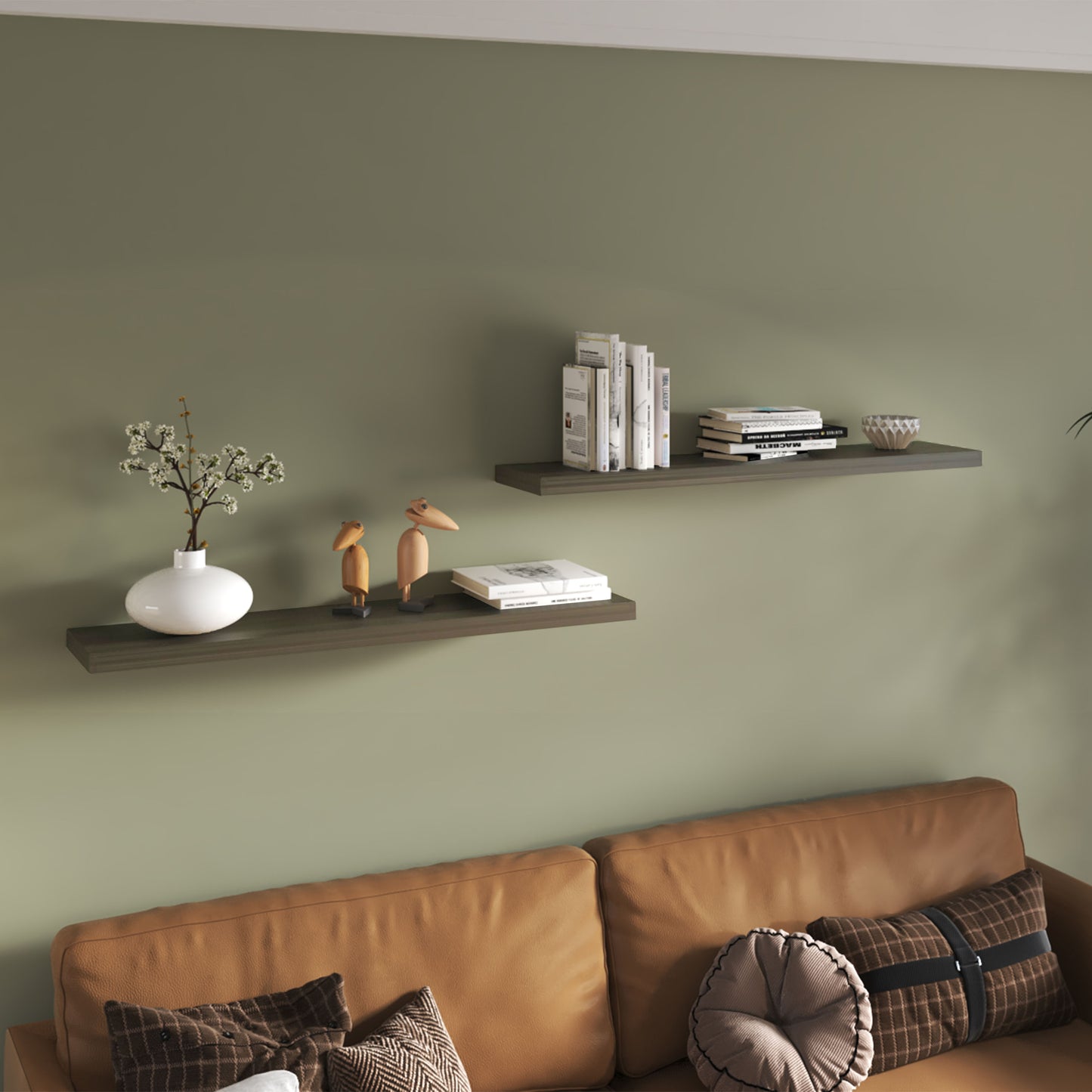 Ecco 47" Wide Floating Shelves Set Of 2, Shelves For Wall Decor For Bedroom, Bathroom Storage Shelves, Book Shelves For Living Room