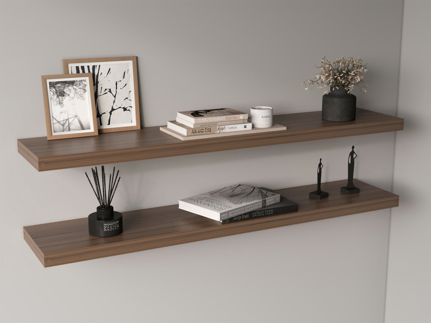 Ecco 47" Wide Floating Shelves Set Of 2, Shelves For Wall Decor For Bedroom, Bathroom Storage Shelves, Book Shelves For Living Room