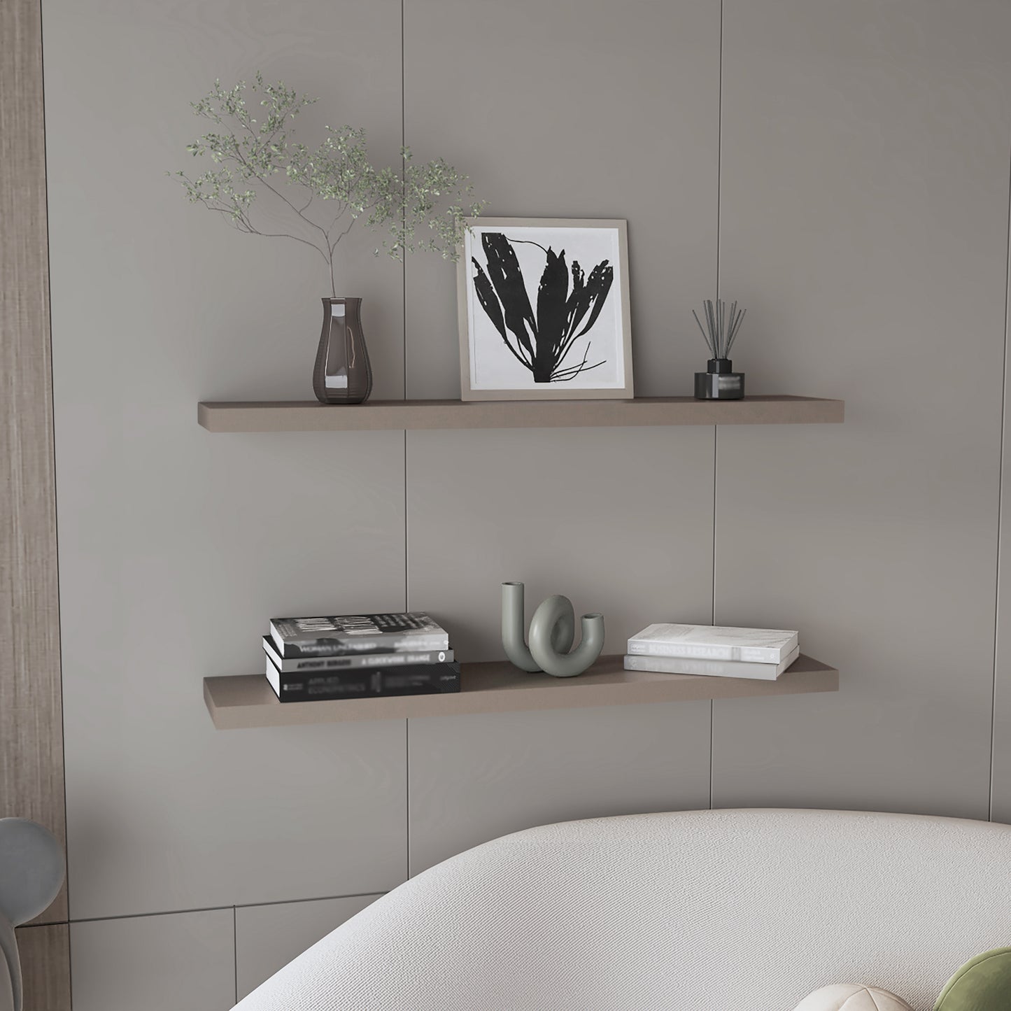 Ecco 47" Wide Floating Shelves Set Of 2, Shelves For Wall Decor For Bedroom, Bathroom Storage Shelves, Book Shelves For Living Room