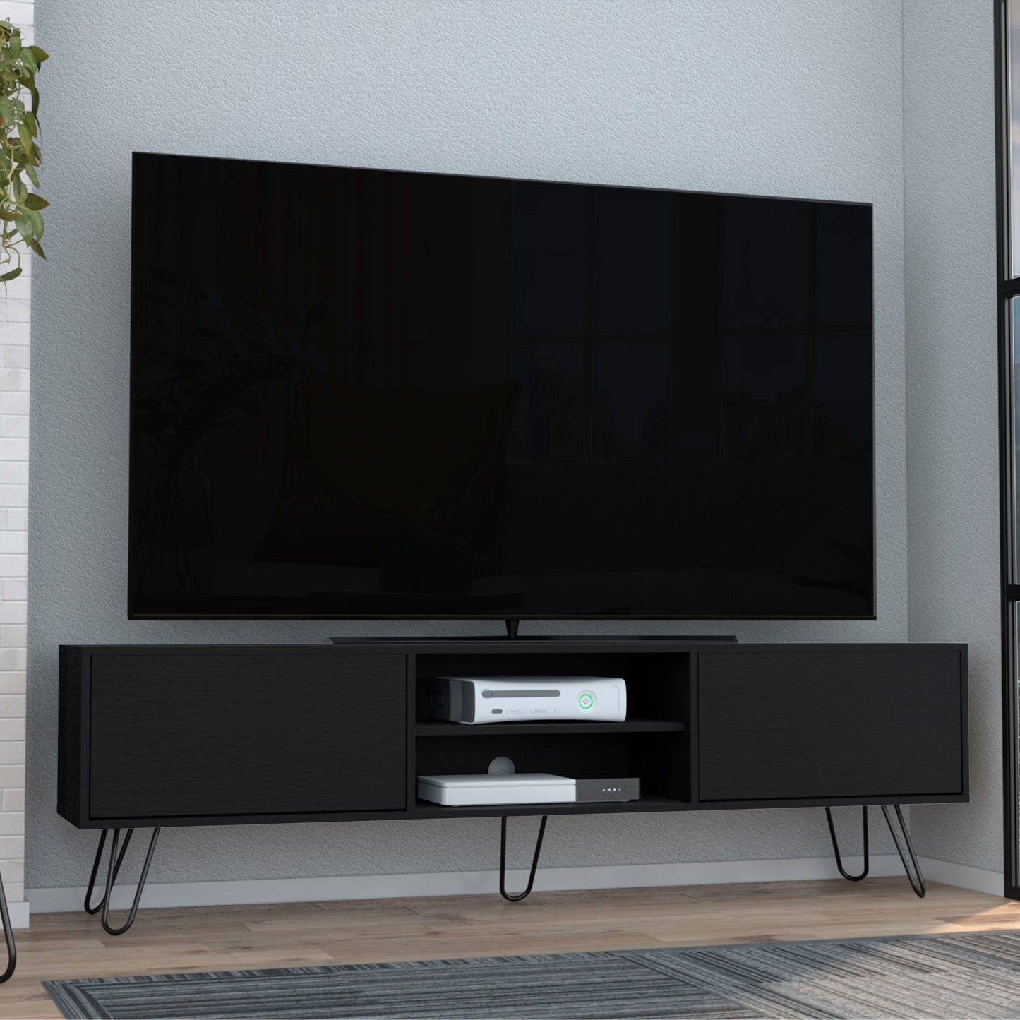 Vassel TV Rack with Two Drawers and Two Shelves
