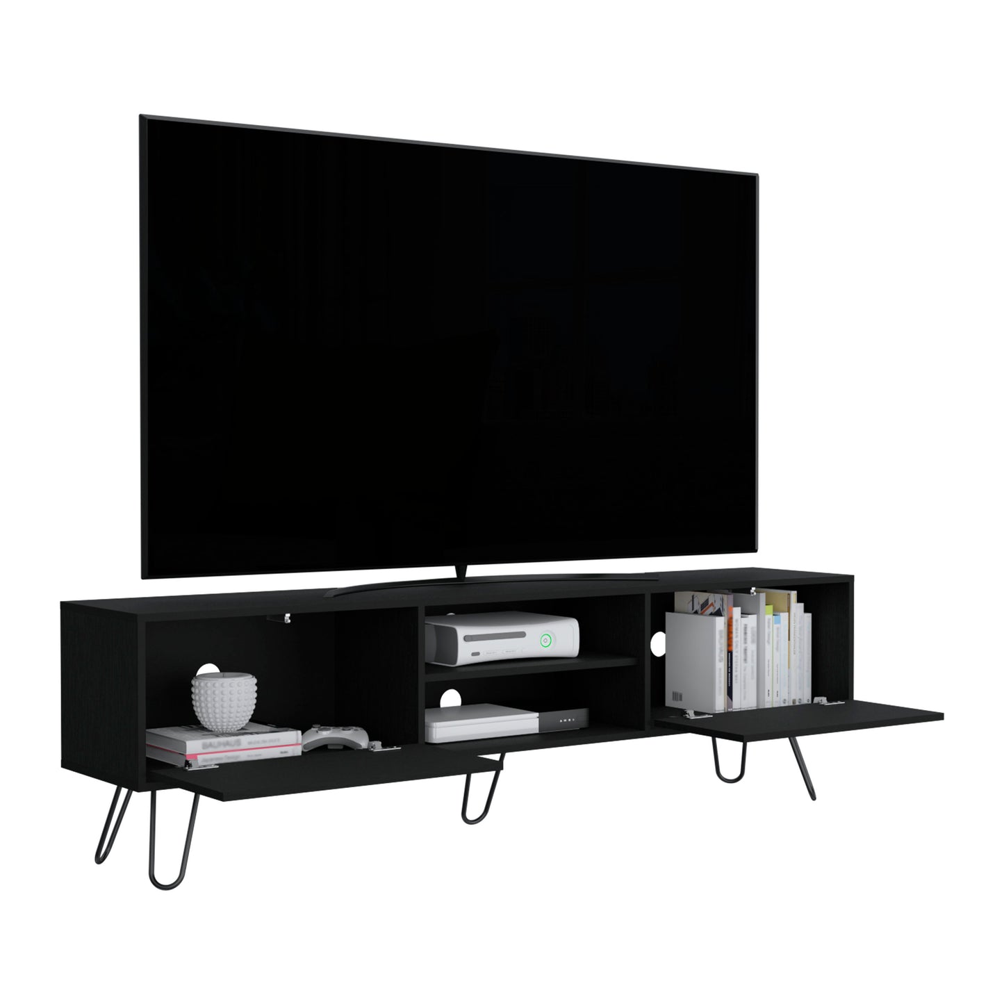 Vassel TV Rack with Two Drawers and Two Shelves