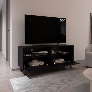 Patrick Tv Stand With Two Doors And Open Storage Shelves, Modern Entertainment Center