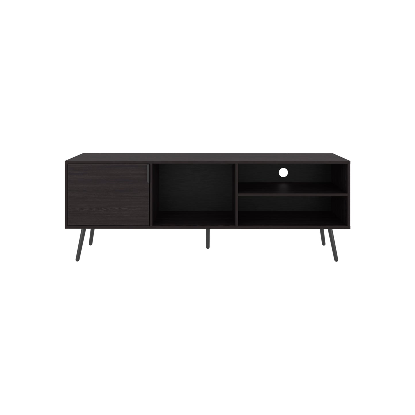 Vulcan 63" Wide Tv Stand with One Cabinet, Three Open Shelves, Cable Management, Living Room, Tv Room