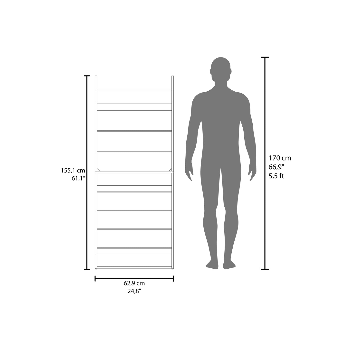 Ronald 10-Tier Shoe Rack With Slim Vertical Design, Freestanding Footwear Storage