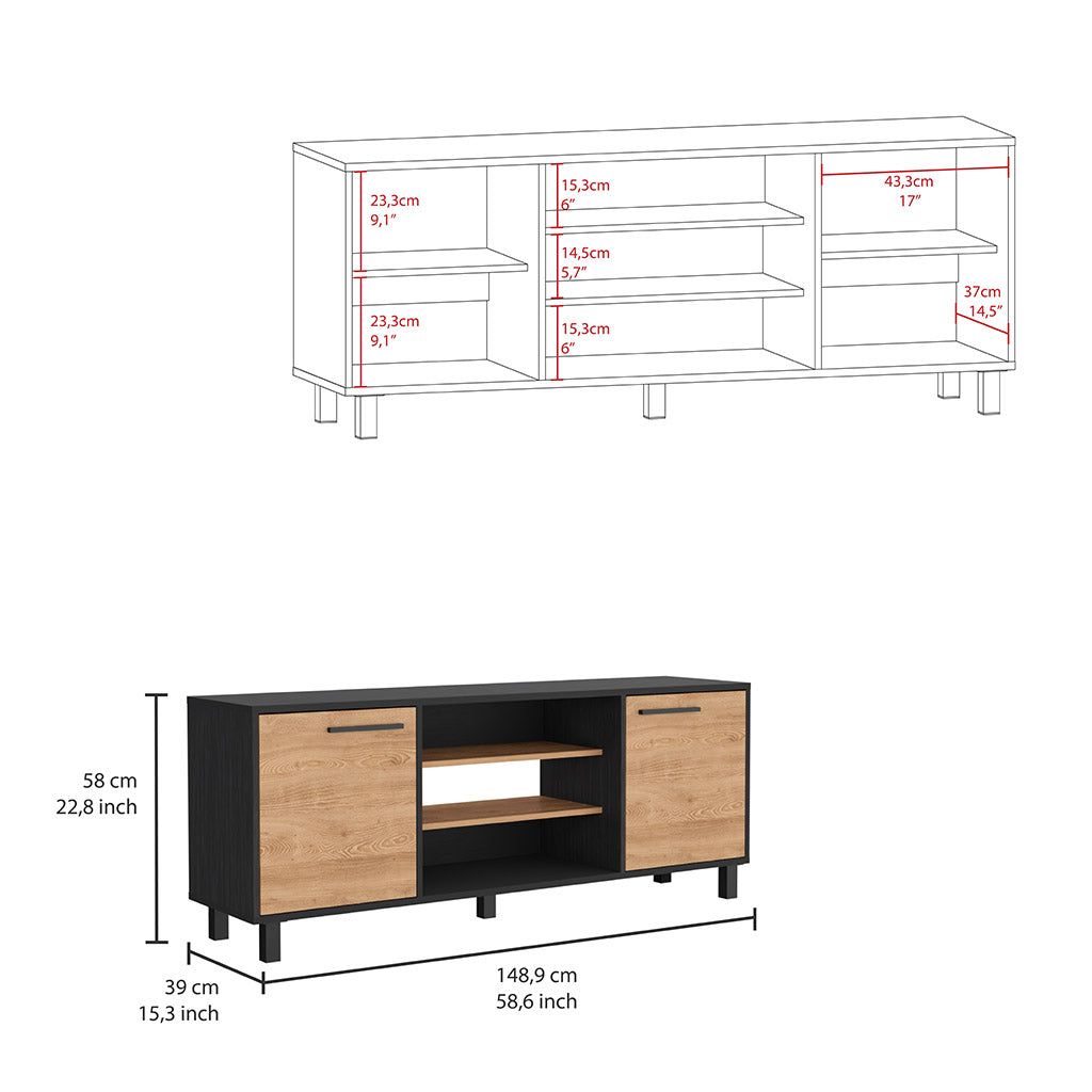 Kaia Tv Stand for TV´s up 55", Four Shelves, Three Shelves