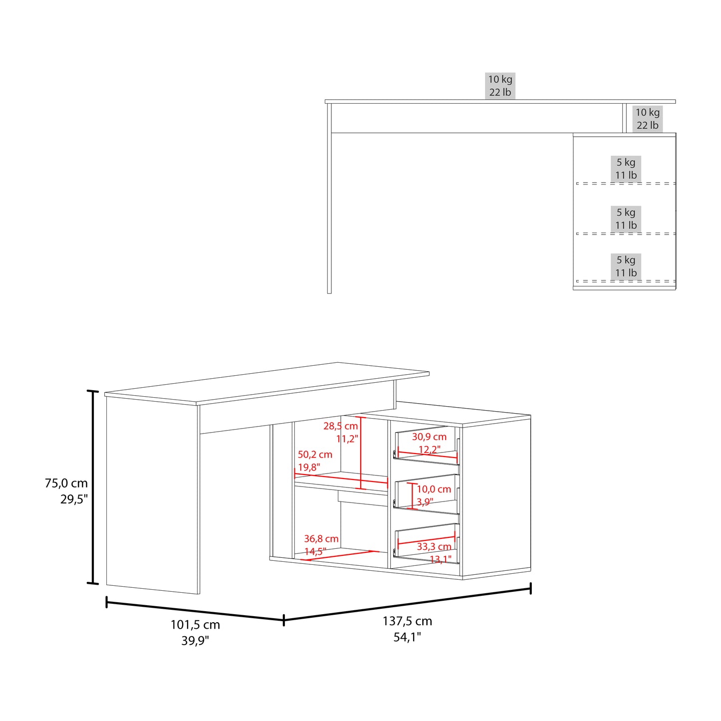 Upton L-Shape Home Office Desk, Studio, Bedroom, Library, Study Table, Work