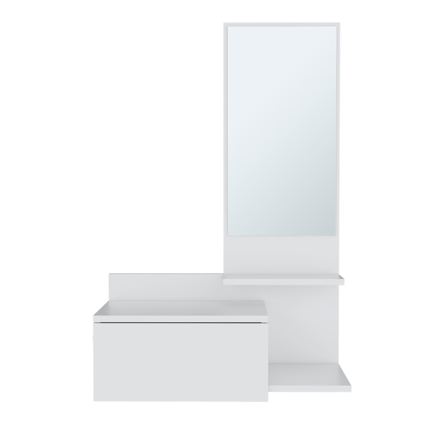 Vienna 23.6" Wide 3-Tier Shelf Floating Mirror Console Table, Full Extension Drawer