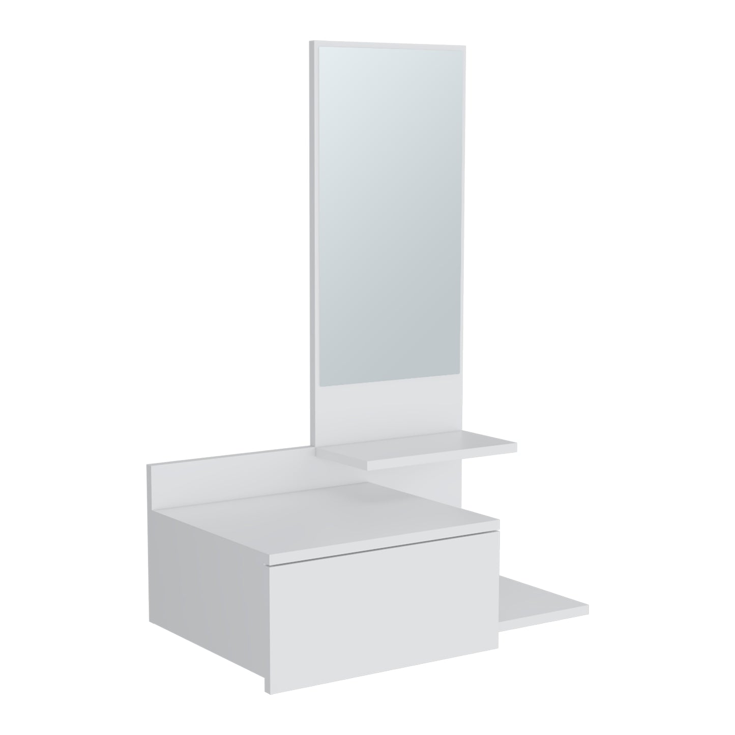 Vienna 23.6" Wide 3-Tier Shelf Floating Mirror Console Table, Full Extension Drawer