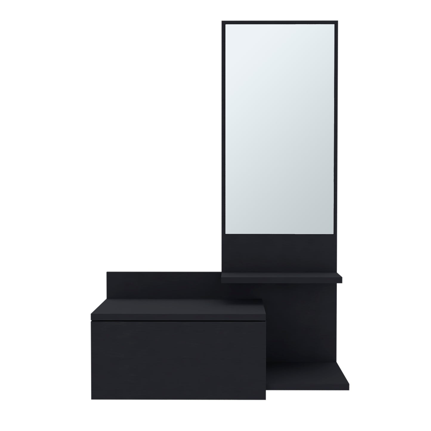 Vienna 23.6" Wide 3-Tier Shelf Floating Mirror Console Table, Full Extension Drawer