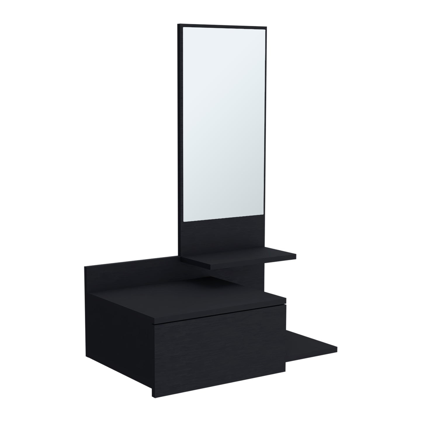 Vienna 23.6" Wide 3-Tier Shelf Floating Mirror Console Table, Full Extension Drawer