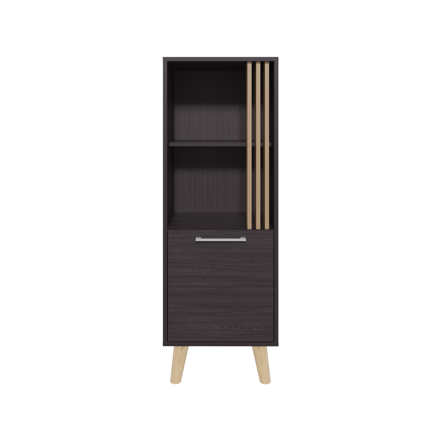 Vance 47" High One Door Cabinet with Two Open Shelves Dark Wengue - Light Oak
