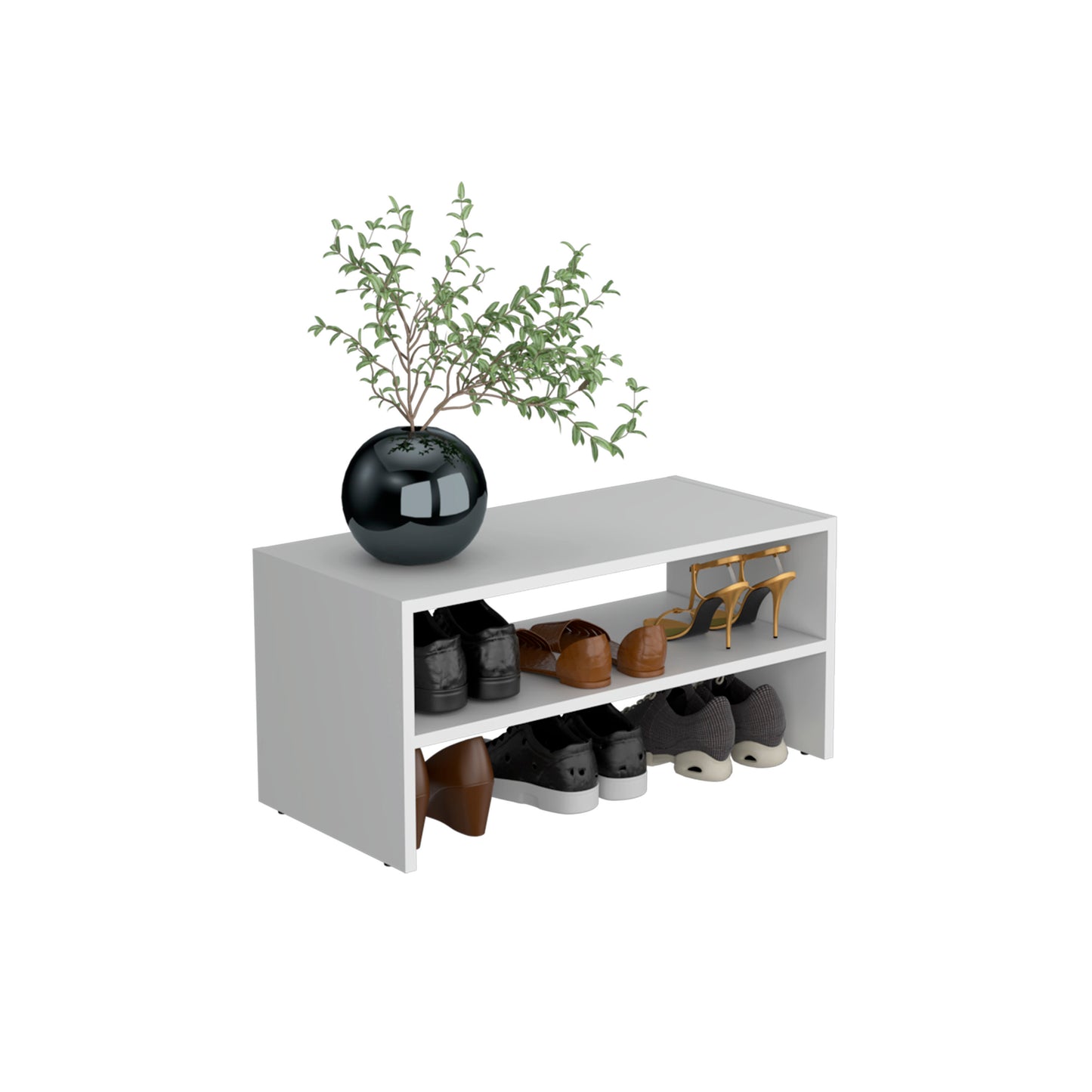 Silpa Small Stackable Shoe Rack with Three Open Shelves, Compact Modern Shoe Organizer for Entryway or Closet, 28” Wide