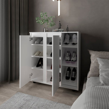 Houck Shoe Rack with 3 Side Tiers, Compact Storage for Shoes, Boots, and Accessories Organizer