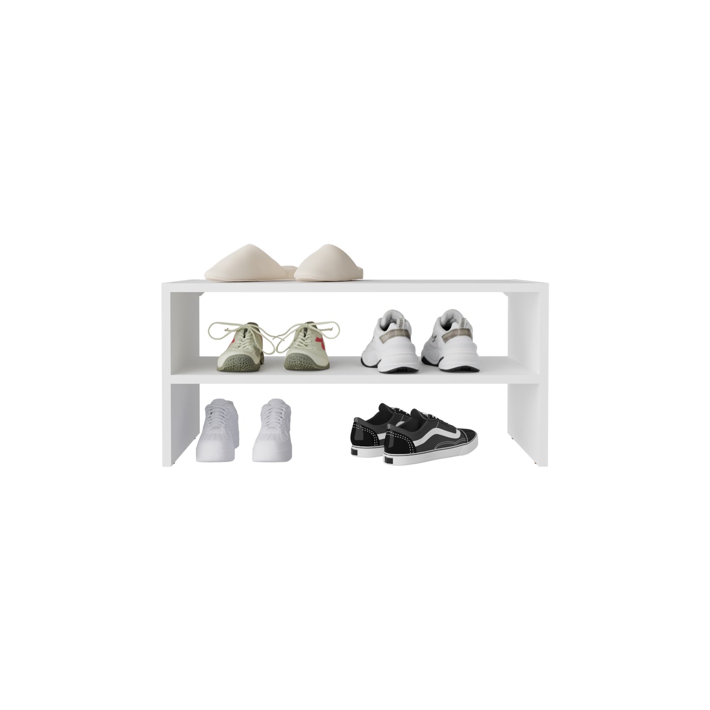 Silpa Small Shoe Rack with Three Open Shelves, Compact Modern Shoe Organizer for Entryway or Closet, 23.6” Wide