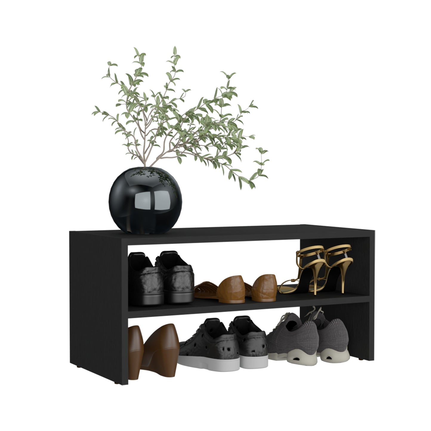 Silpa Small Stackable Shoe Rack with Three Open Shelves, Compact Modern Shoe Organizer for Entryway or Closet, 28” Wide