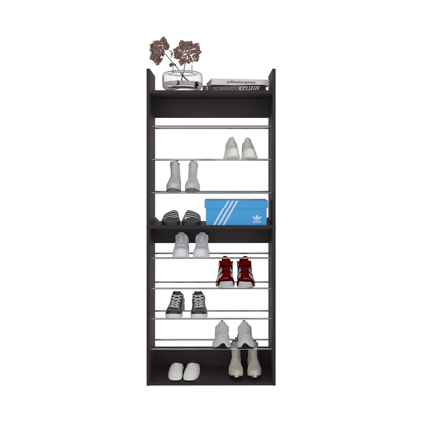 Ronald 10-Tier Shoe Rack With Slim Vertical Design, Freestanding Footwear Storage