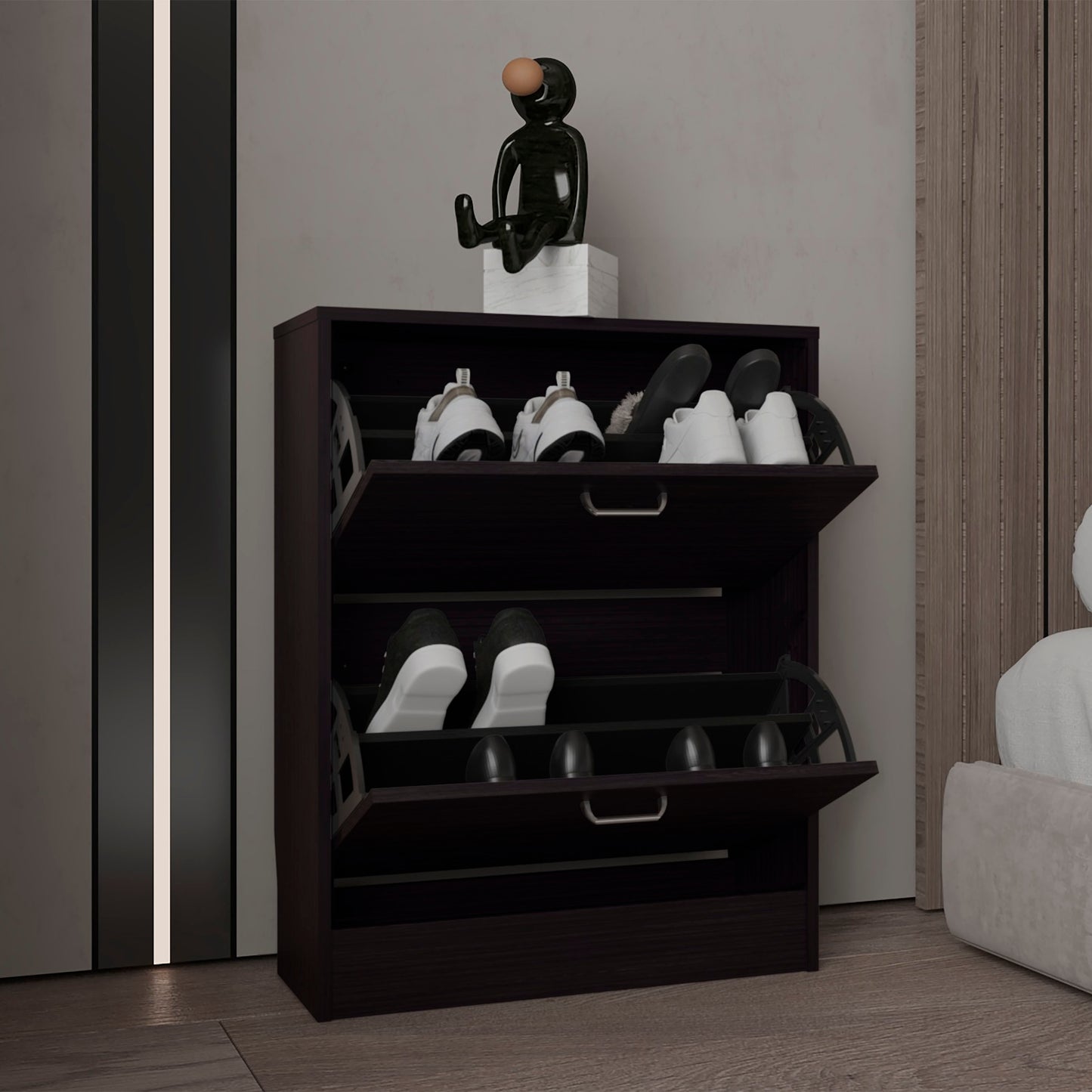 Inola 2-Door Shoe Rack Cabinet with Three Shelves, Modern Shoe Storage Organizer