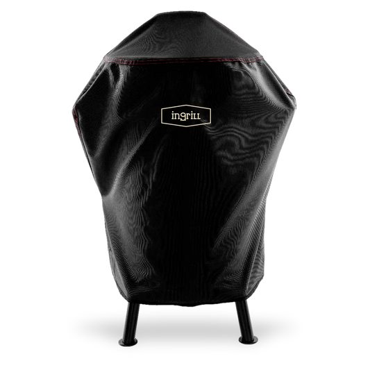 INGRILL Small Barrel Grill Cover – Weather-Resistant Waterproof Black Canvas Cover with Bottom Straps, Secure Outdoor Protection for Small Smokers