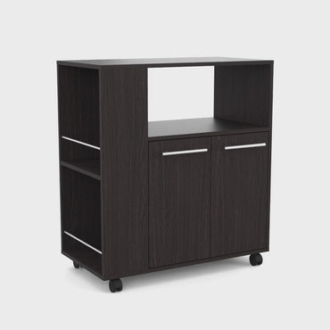 Eldon Kitchen Cart, Base Cabinet with Four Open Shelves, One Top Shelf for Coffee Machine, And One Storage Shelf